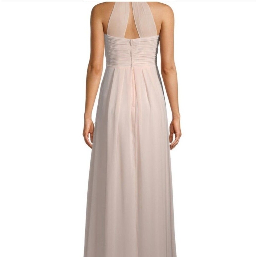 Bill Levkoff Women's Bridesmaid Gown Chiffon Halter Full Length Champagne, Sz 8 - Picture 4 of 11
